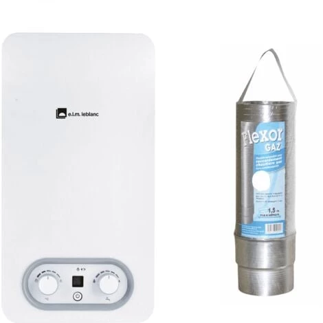 Pack Chauffe-eau Gaz Instantané, ELM LEBLANC, Ondea Hydropower, 10 L/min GAZ NATUREL ( De Ville ) Bas Nox + Gaine Flexor Cheminée 1 Pack Chauffe-eau Gaz Instantané, ELM LEBLANC, Ondea Hydropower, 10 L/min GAZ NATUREL ( De Ville ) Bas Nox + Gaine Flexor Cheminée