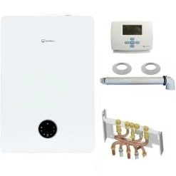 ELM LEBLANC Chaudière Gaz Murale Condensation Egalis Ballon Condens E.L.M Leblanc 24kW Complète (Ventouse + Douilles + Dosseret) Avec Thermostat Filaire