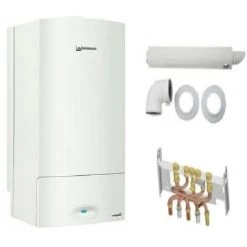 PACK Chaudière Murale Gaz ELM LEBLANC Megalis Condens GVAC 25-1M 24 Kw + Dosseret + Ventouse